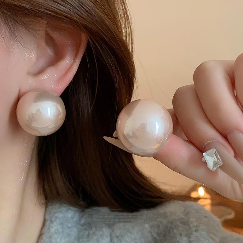 1 Pair Sweet Geometric Round Plating Imitation Pearl Drop Earrings