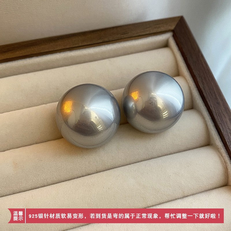 1 Pair Sweet Geometric Round Plating Imitation Pearl Drop Earrings