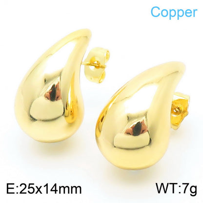 1 Pair Simple Style Water Droplets Plating Inlay Copper Rhinestones Gold Plated Ear Studs