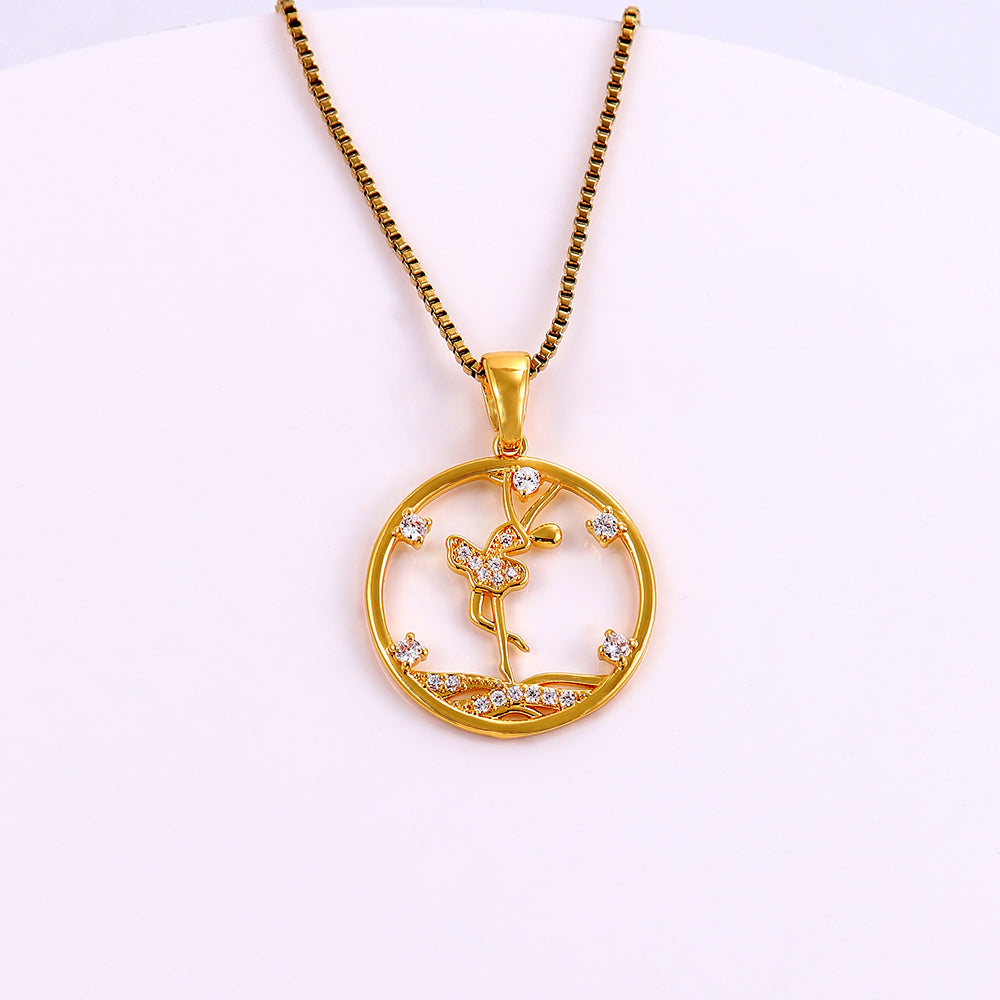 Ig Style Simple Style Human Stainless Steel Copper Plating Inlay Zircon 18k Gold Plated Pendant Necklace