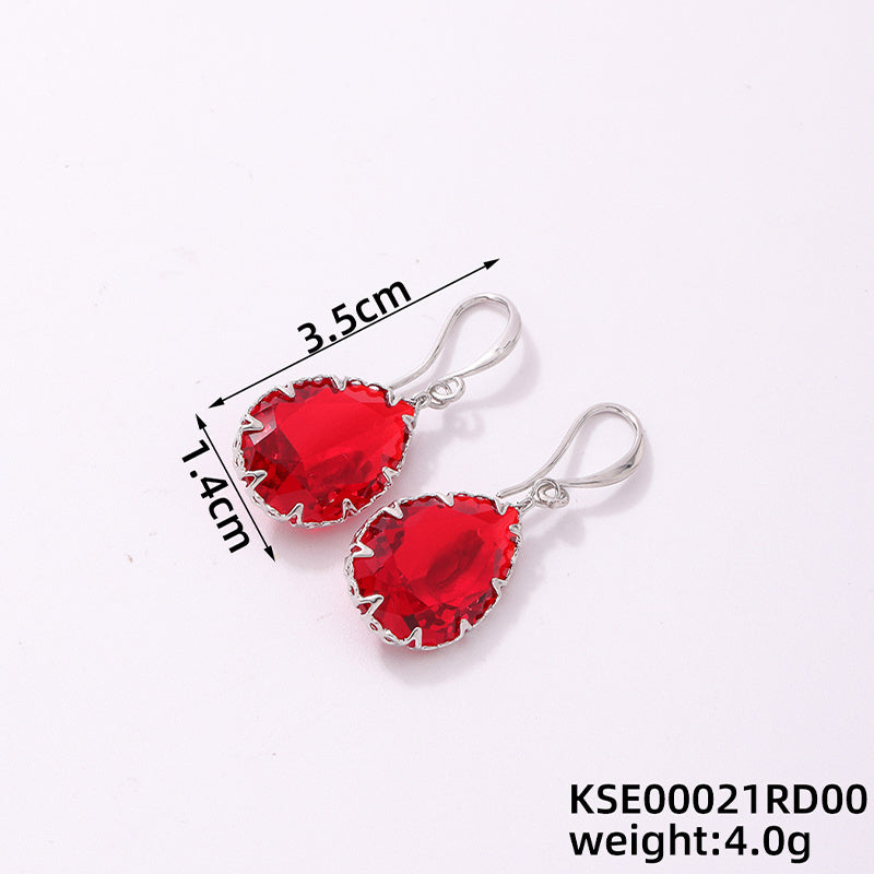 1 Pair Ig Style Simple Style Water Droplets Plating Inlay Copper Zircon Silver Plated Drop Earrings