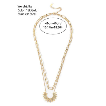 Simple Style Sun Titanium Steel Polishing Plating 18k Gold Plated Double Layer Necklaces