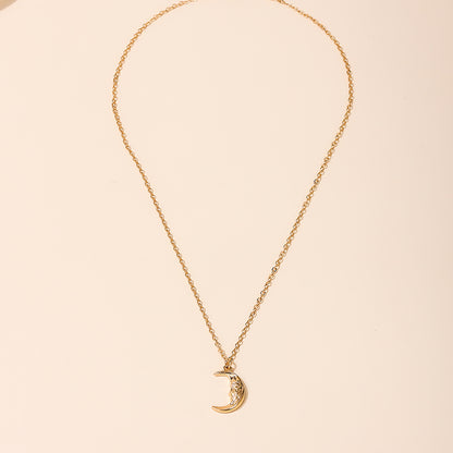 Hip-Hop Simple Style Sun Moon Zinc Alloy Women's Pendant Necklace