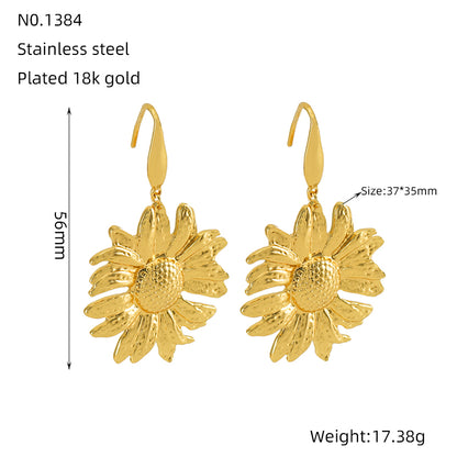 1 Piece Cute Wedding Bridal Flower Plating Inlay Stainless Steel Artificial Pearls 18k Gold Plated Drop Earrings