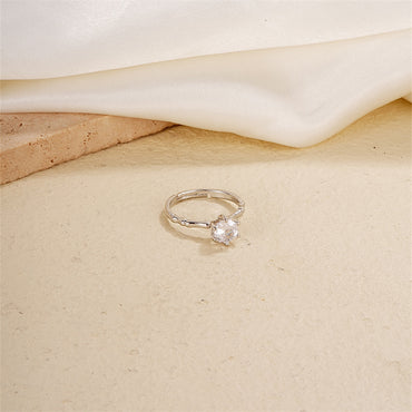 Simple Style Shiny Round Copper Plating Inlay Zircon Silver Plated Rings Necklace