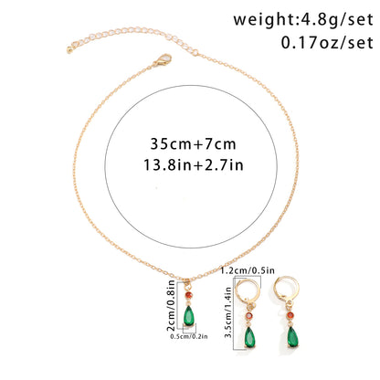 Elegant Retro Simple Style Round Water Droplets Copper Inlay Zircon Bracelets Necklace