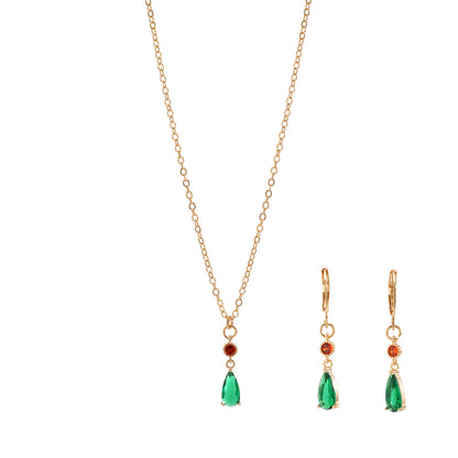 Elegant Retro Simple Style Round Water Droplets Copper Inlay Zircon Bracelets Necklace
