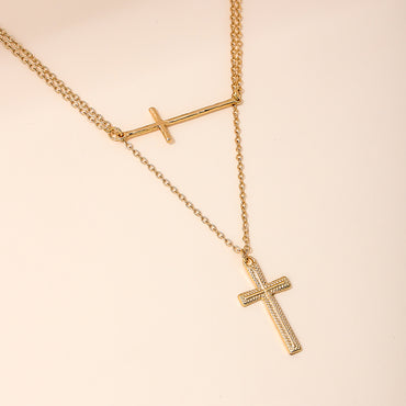 Simple Style Classic Style Artistic Cross Alloy Zinc Women's Layered Necklaces