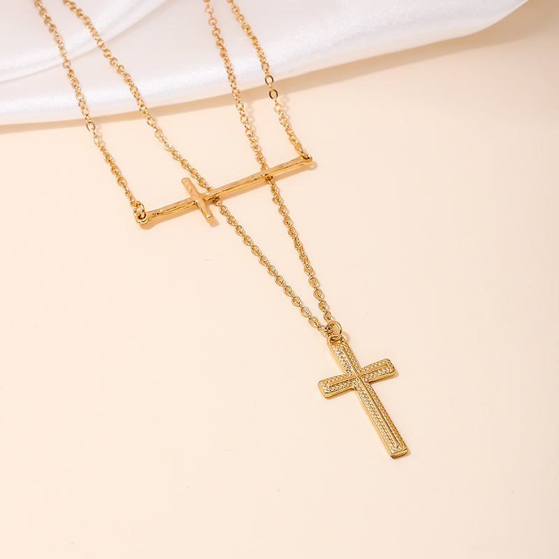 Simple Style Classic Style Artistic Cross Alloy Zinc Women's Layered Necklaces