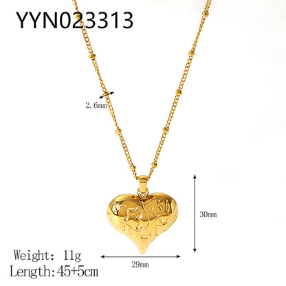 Ig Style Heart Shape Stainless Steel Polishing Plating 18k Gold Plated Pendant Necklace