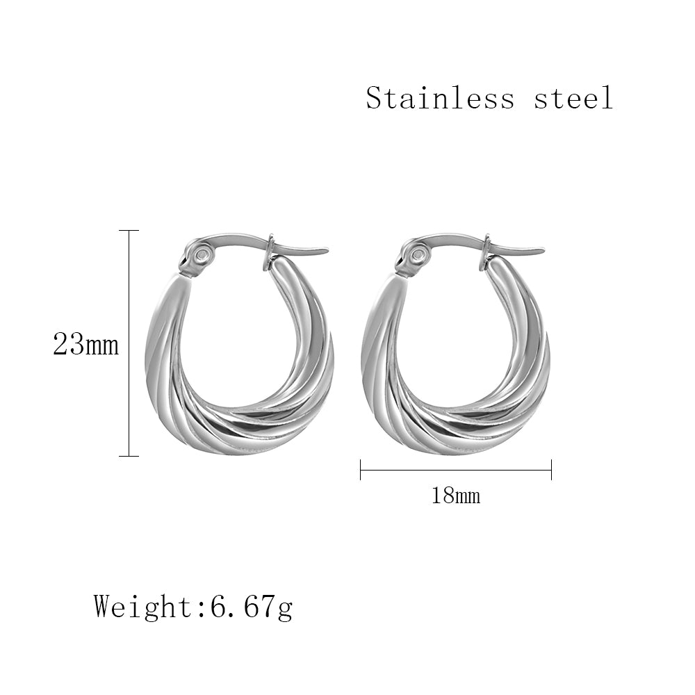 1 Pair Streetwear Stripe Plating Stainless Steel 18k Gold Plated Hoop Earrings