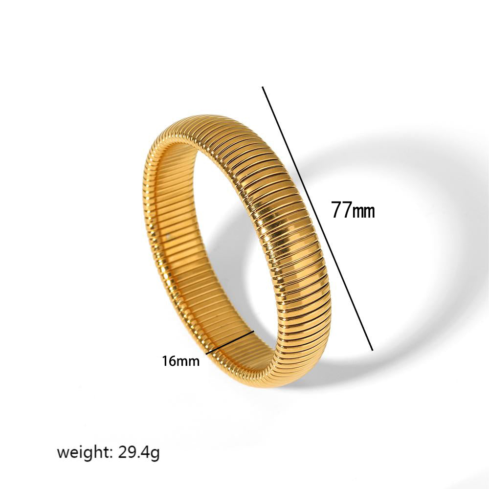 Retro Roman Style Circle Solid Color Stainless Steel Plating 18k Gold Plated Bangle