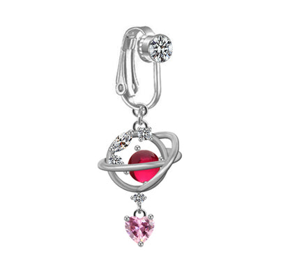 1 Piece Belly Rings Sexy Heart Shape Butterfly Planet Stainless Steel Plating Inlay Rhinestones Belly Ring