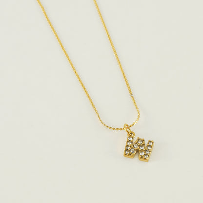 304 Stainless Steel 18K Gold Plated Simple Style Plating Letter Rhinestones Pendant Necklace