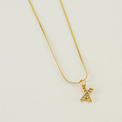 304 Stainless Steel 18K Gold Plated Simple Style Plating Letter Rhinestones Pendant Necklace