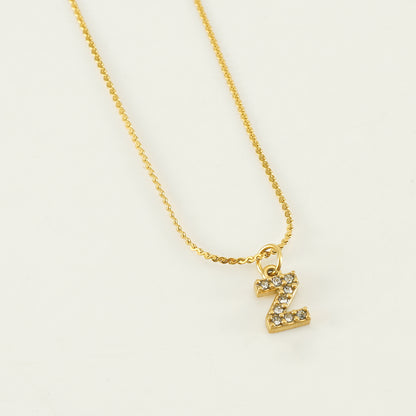 304 Stainless Steel 18K Gold Plated Simple Style Plating Letter Rhinestones Pendant Necklace