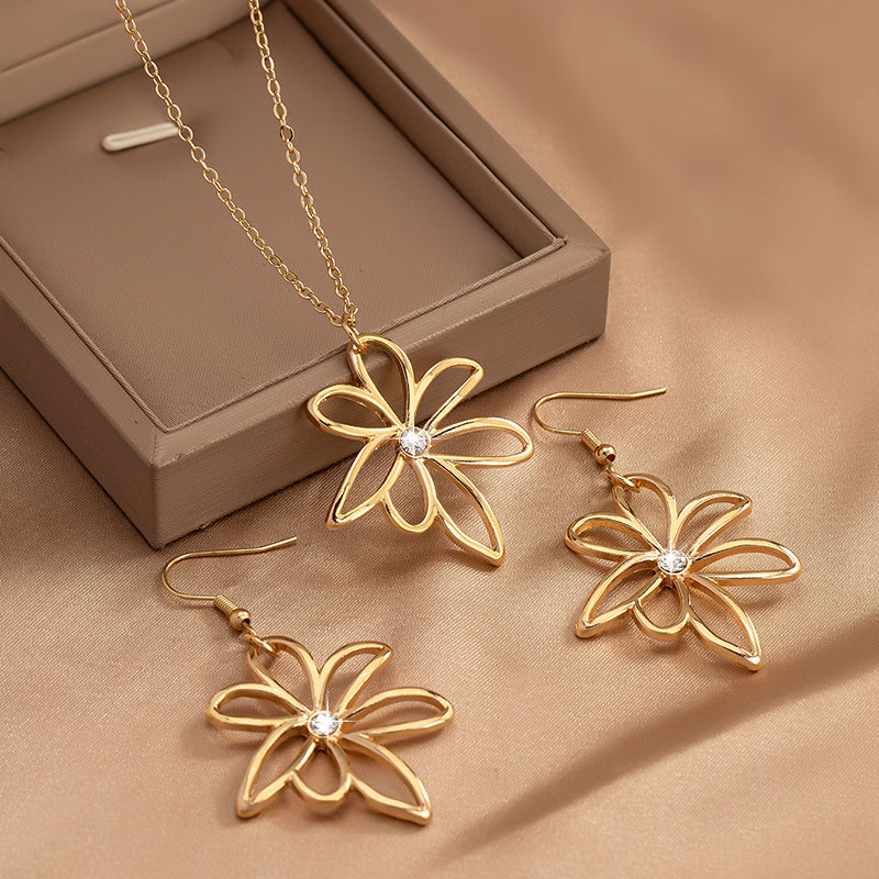 Vacation Sweet Artistic Flower Alloy Zinc Women's Earrings Necklace