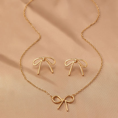 Cute Preppy Style Modern Style Bow Knot Alloy Women's Earrings Necklace