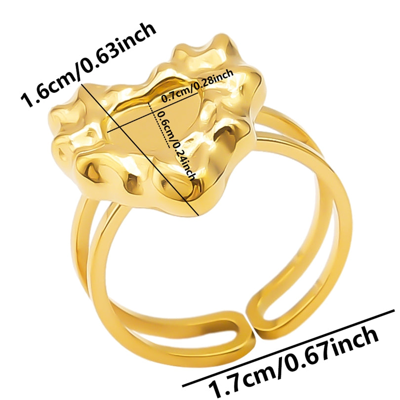 Wholesale Jewelry Simple Style Geometric 304 Stainless Steel 18K Gold Plated Irregular Open Rings