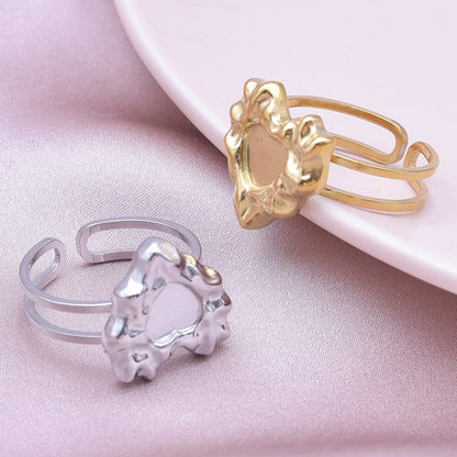 Wholesale Jewelry Simple Style Geometric 304 Stainless Steel 18K Gold Plated Irregular Open Rings