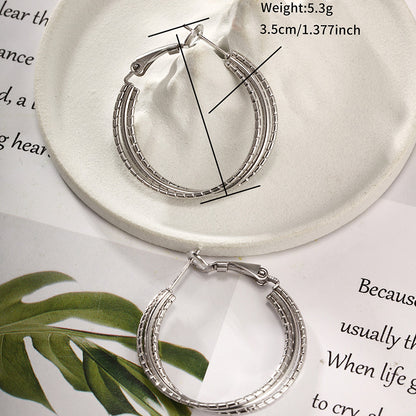 1 Pair Exaggerated XUPING Simple Style Geometric Irregular 304 Stainless Steel Hoop Earrings