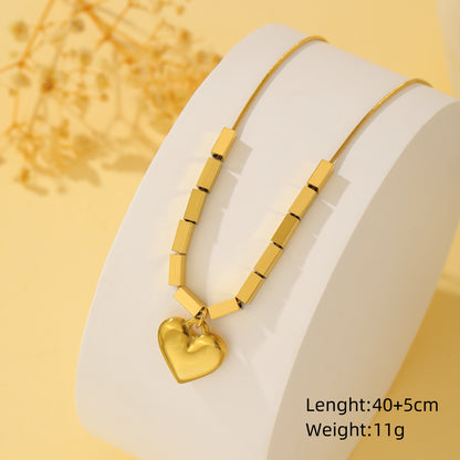 Titanium Steel Simple Style Classic Style Heart Shape Roman Numeral Pendant Necklace