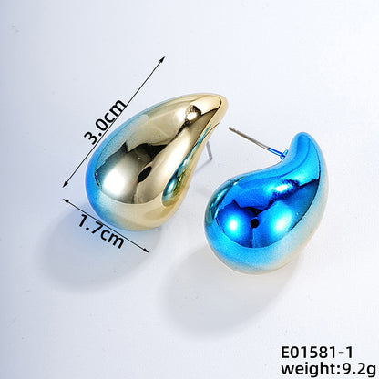 1 Pair Casual Simple Style Water Droplets CCB Ear Studs