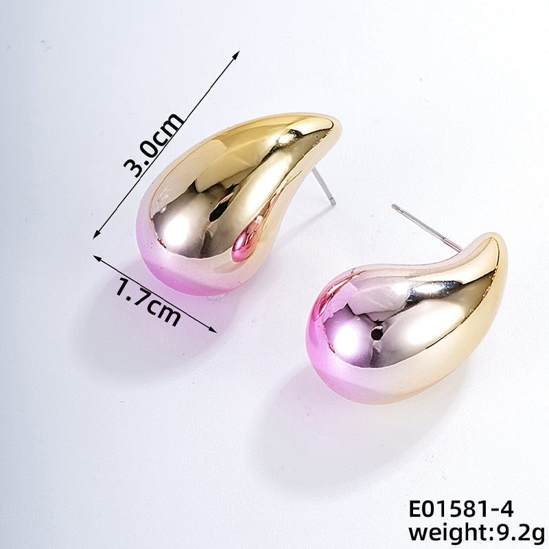 1 Pair Casual Simple Style Water Droplets CCB Ear Studs