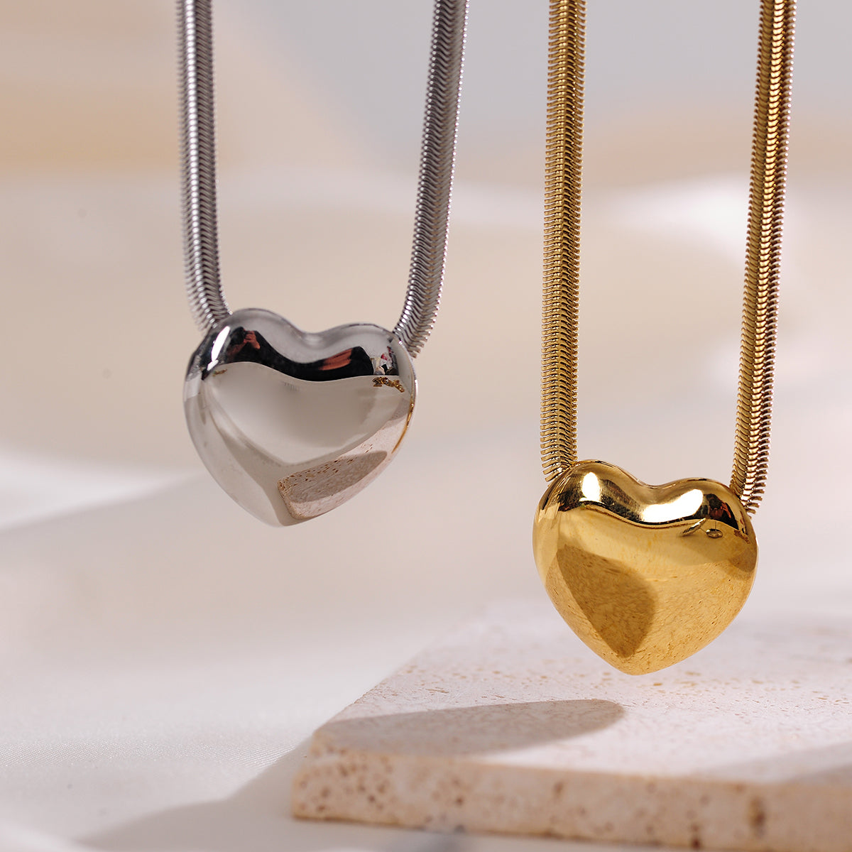 Elegant Simple Style Heart Shape Stainless Steel Plating 18k Gold Plated Earrings Necklace