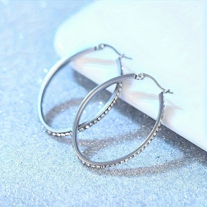 1 Pair Punk Solid Color Plating Inlay Stainless Steel Rhinestones 18k Gold Plated Hoop Earrings