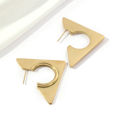 1 Pair Simple Style Triangle Polishing Plating Titanium Steel 18k Gold Plated Ear Studs