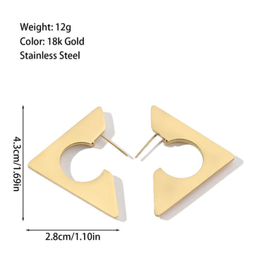 1 Pair Simple Style Triangle Polishing Plating Titanium Steel 18k Gold Plated Ear Studs