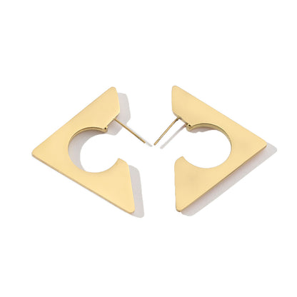 1 Pair Simple Style Triangle Polishing Plating Titanium Steel 18k Gold Plated Ear Studs