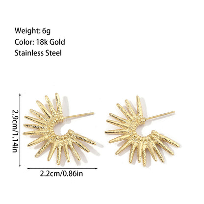 1 Pair Simple Style Sun Plating Titanium Steel 18k Gold Plated Ear Studs