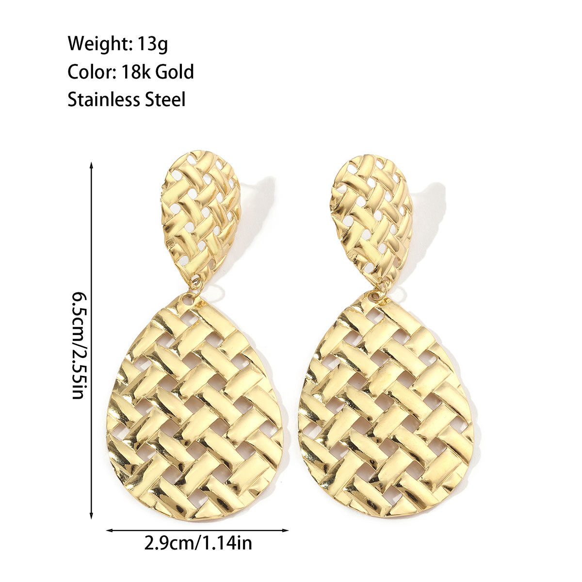 1 Pair Ig Style Simple Style Water Droplets Polishing Plating Titanium Steel 18k Gold Plated Drop Earrings