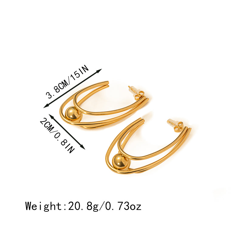 1 Pair Ig Style Geometric Plating Stainless Steel Gold Plated Ear Studs