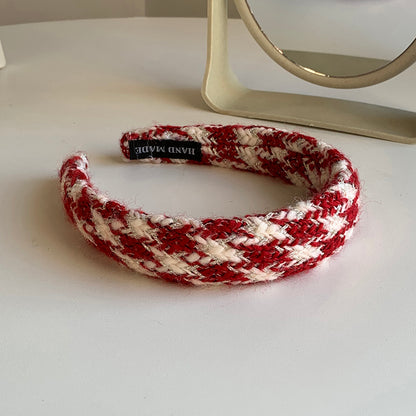 Women'S Sweet Argyle Cloth Sponge Knit Hair Band