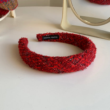 Women'S Sweet Argyle Cloth Sponge Knit Hair Band