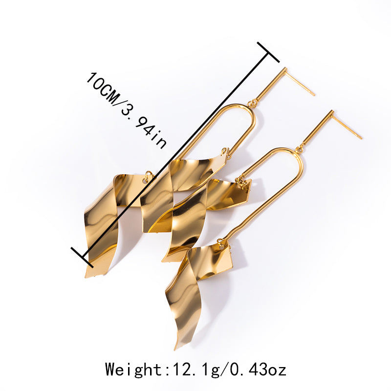 1 Pair Elegant Glam Geometric Plating Stainless Steel Gold Plated Drop Earrings