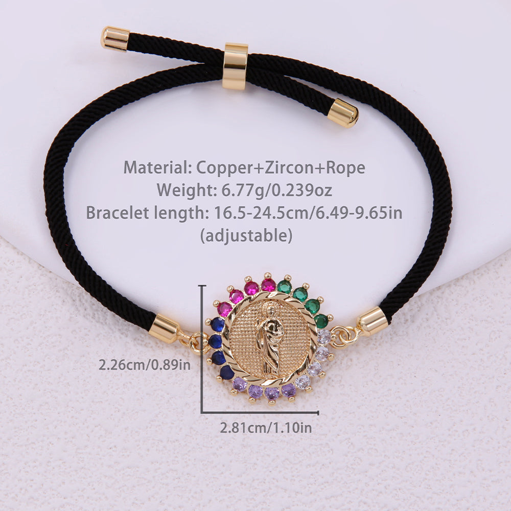 Classic Style Portrait Rope Copper Plating Inlay Zircon 18k Gold Plated Unisex Bracelets