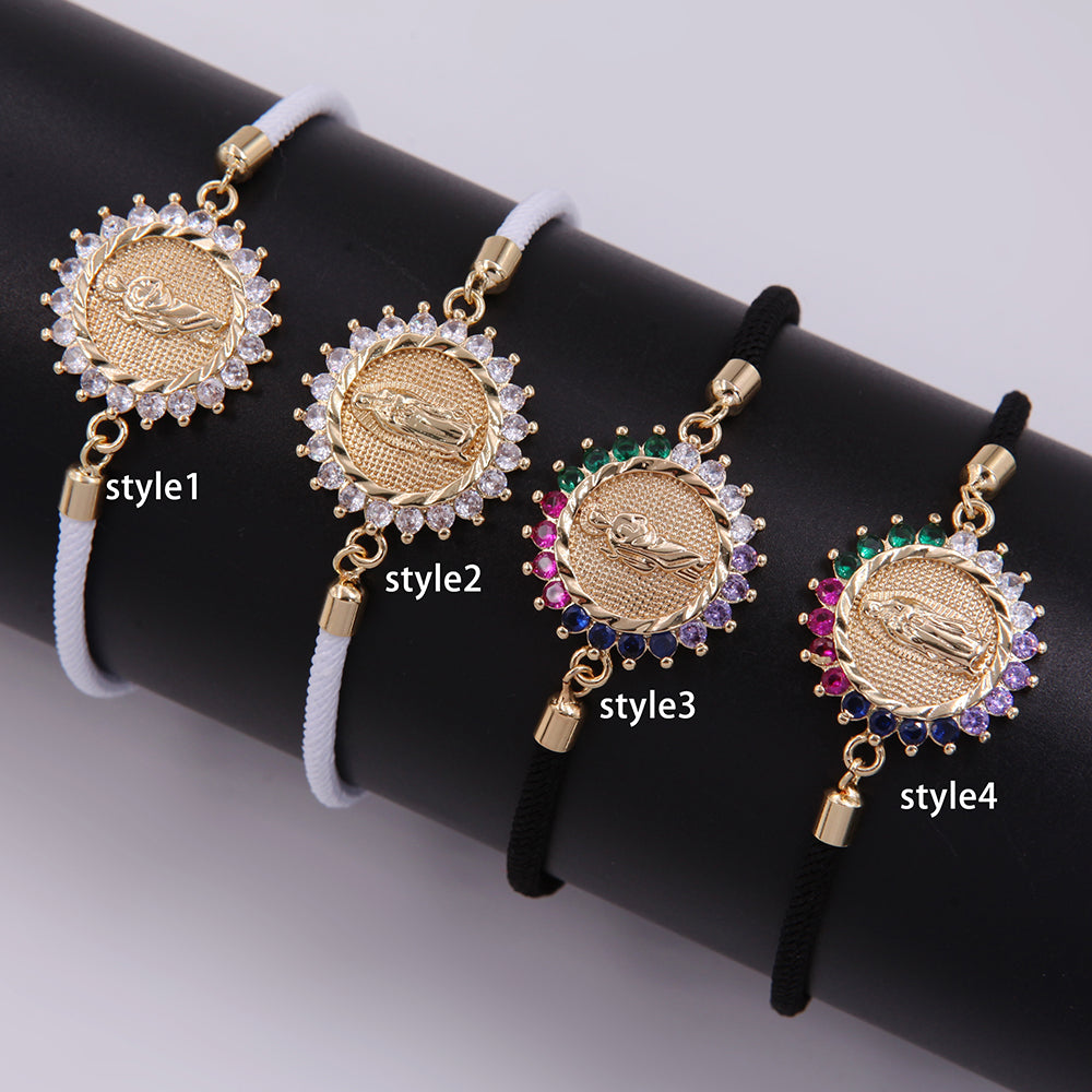 Classic Style Portrait Rope Copper Plating Inlay Zircon 18k Gold Plated Unisex Bracelets