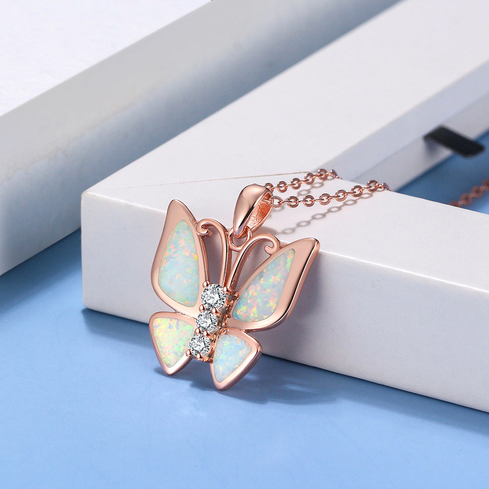 Elegant Simple Style Butterfly Bow Knot Sterling Silver Plating Inlay Zircon Silver Plated Necklace