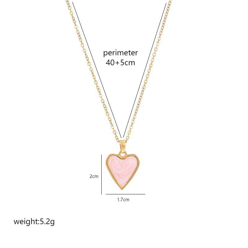 Luxurious Heart Shape Stainless Steel Enamel Plating 18k Gold Plated Pendant Necklace