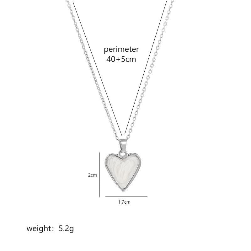 Luxurious Heart Shape Stainless Steel Enamel Plating 18k Gold Plated Pendant Necklace