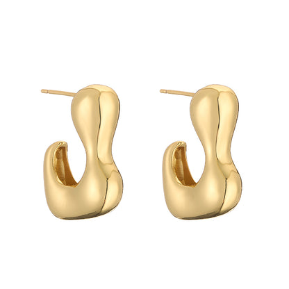 1 Pair Casual Retro Simple Style C Shape Irregular Irregular Plating Inlay Copper Zircon 18k Gold Plated Ear Studs