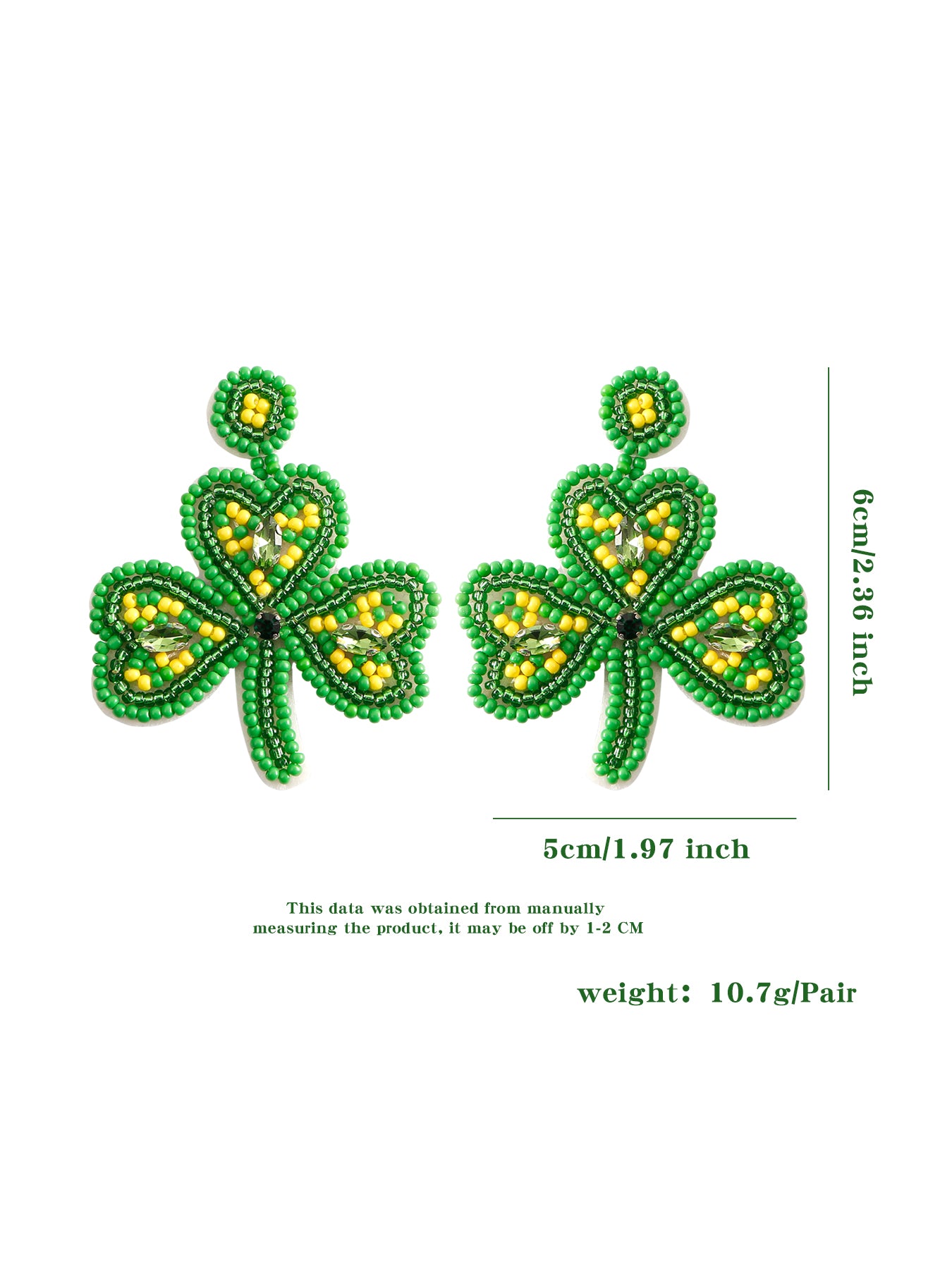 1 Pair Ig Style Shamrock Letter Beaded Handmade Seed Bead Drop Earrings