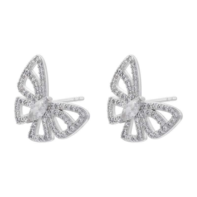 1 Pair Casual Simple Style Round Butterfly Plating Inlay Copper Zircon 18k Gold Plated Drop Earrings Ear Studs