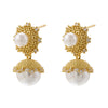 1 Pair Casual Vintage Style Vacation Irregular Plating Inlay Copper Artificial Pearls Zircon 18k Gold Plated Ear Studs