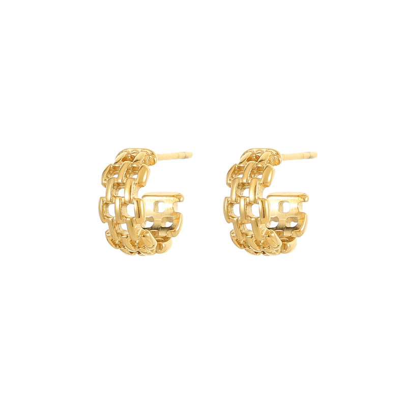 1 Pair Ig Style Simple Style Solid Color Polishing Plating Stainless Steel Titanium Steel Gold Plated Ear Studs