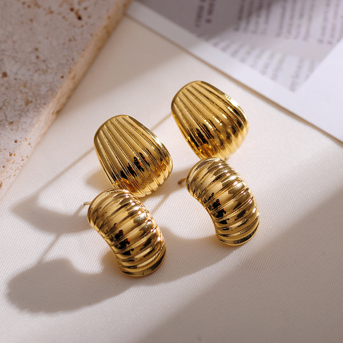 1 Pair IG Style Geometric Stainless Steel 18K Gold Plated Ear Studs